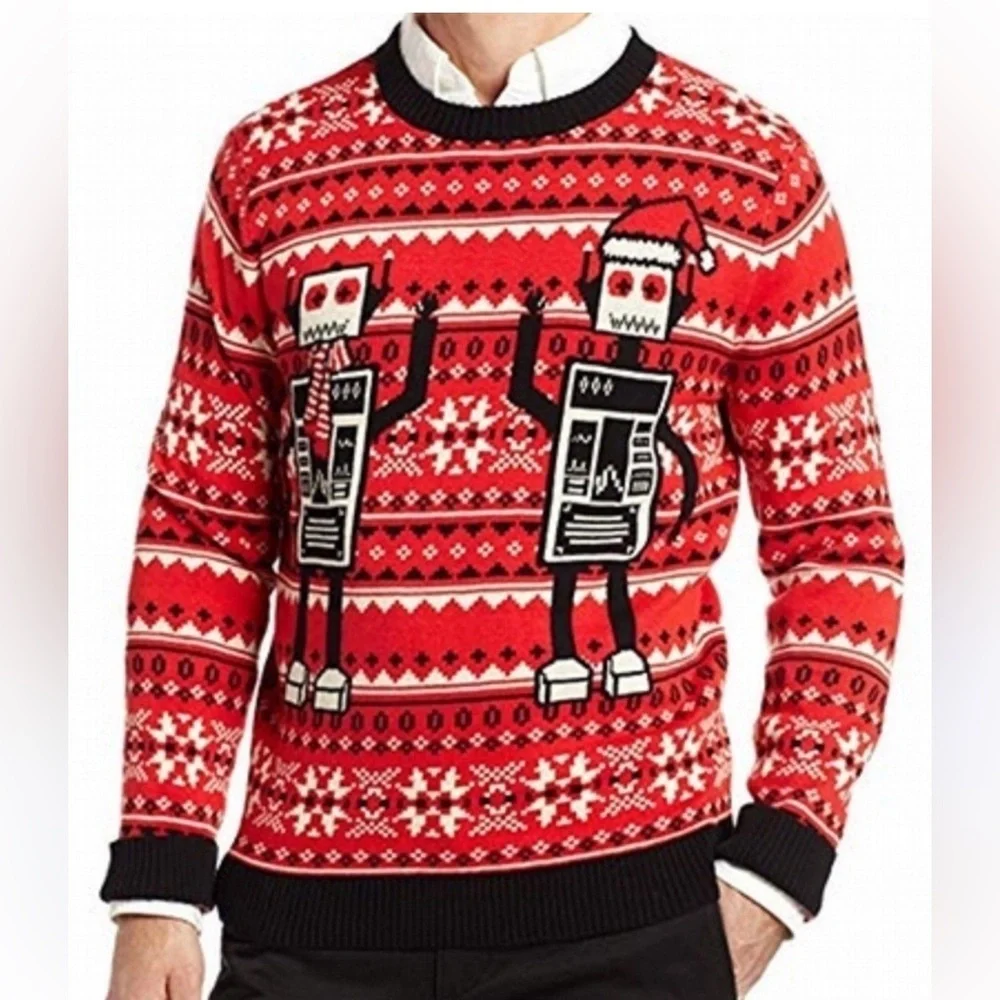 Alex Stevens Red Robot Ugly Christmas Sweater Size Large